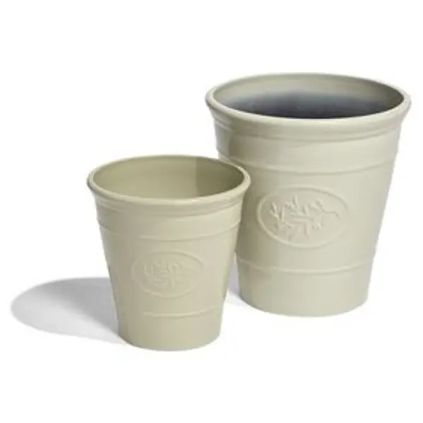 Cache pot motif provençal plastique beige Ø40xH40cm
