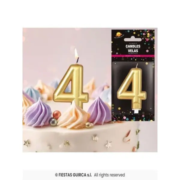 Vela Cumplea?Os N? 4 Oro R-32584