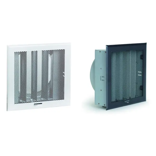 Grille de hotte noire avec boîtier obturateur Ø125 mm - 166 x 166 mm - Joncoux