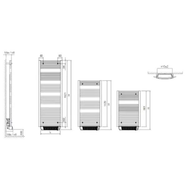 Sèche-serviette électrique + soufflerie 1000W - Capitole 2 - finition epoxy - cintré - blanc