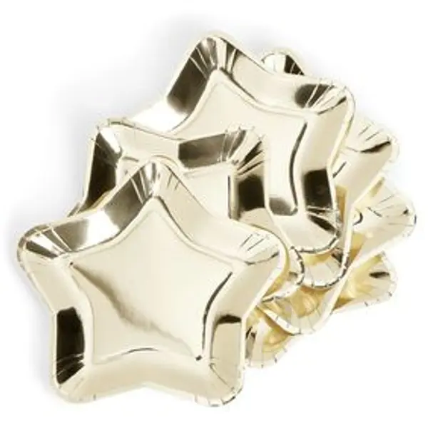 Plateau carton étoile doré Ø24,5cm x6
