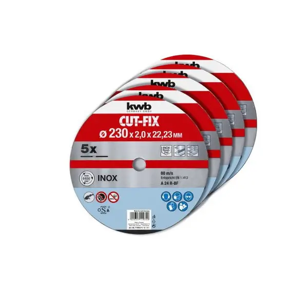 5 disques à tronçonner métaux 230 x 2 pour meuleuse - KWB by Einhell