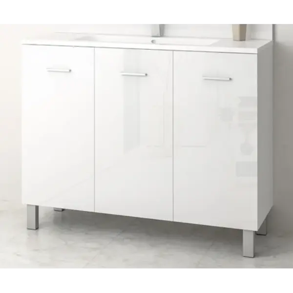 Caisson meuble sur pied Ancoflash à portes - blanc