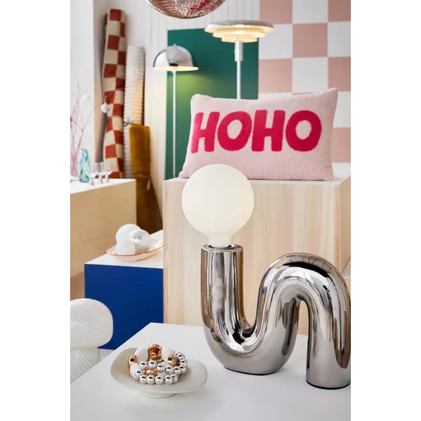 Lampe Pop S, céramique, chromé E27 H20cm - LX FRANCE