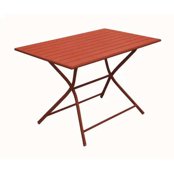 Guéridon pliant en aluminium - GLOBE 110x70 - Plateau à lattes - Hauteur 74 cm - Coloris terra - PROLOISIRS