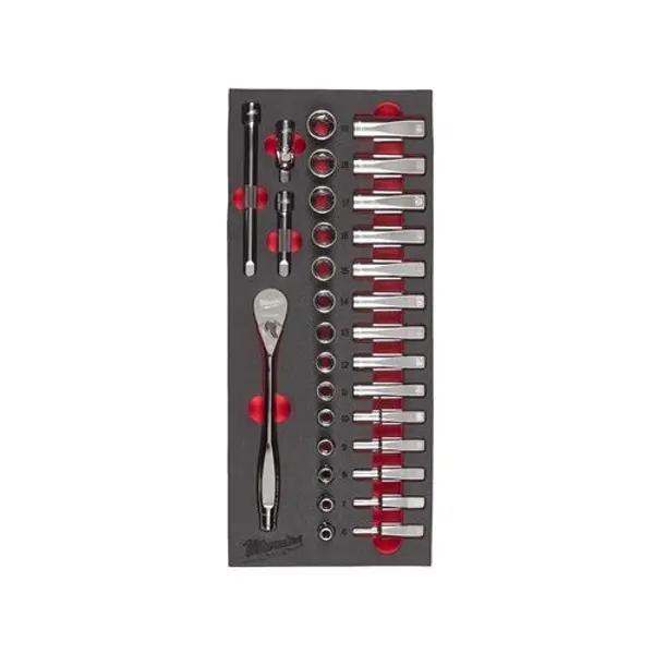 Jeu de clés à cliquet et de douilles 3/8″- MILWAUKEE - 4932479825