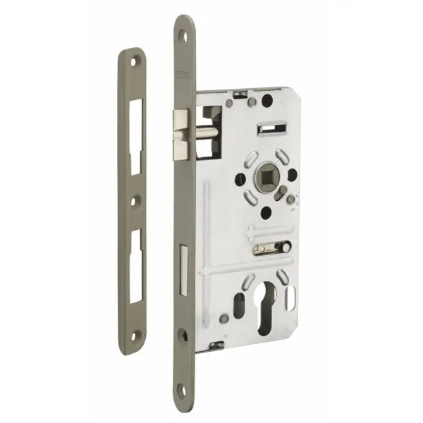 Boitier de serrure encastrable à cylindre pour porte d'entrée, gauche, axe 55mm, bouts ronds - THIRARD