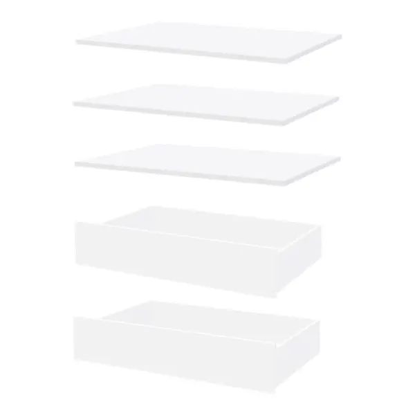 3 étagères + 2 tiroirs 80 cm - Pack 5 CICERO blanc