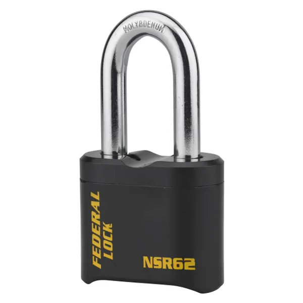 Cadenas à combinaison Fédéral Lock SRH, acier, 4 chiffres, chantier, anse acier, 62mm, noir - THIRARD