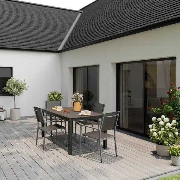 Table extensible en aluminium 8-10 personnes gris "KERICA"