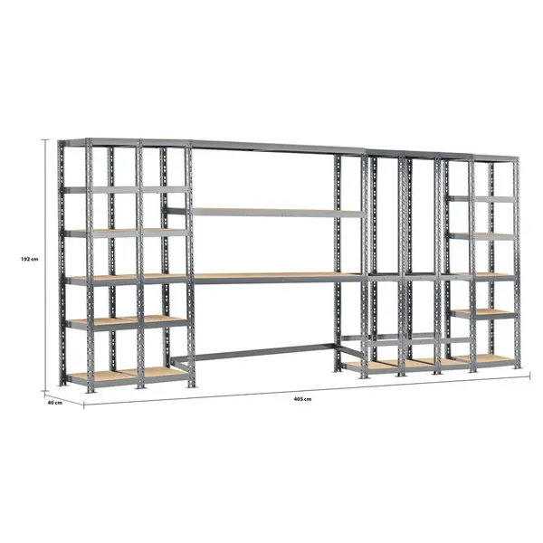 Concept rangement de garage MODULÖ - longueur 405 cm - 21 plateaux - Modulö Storage