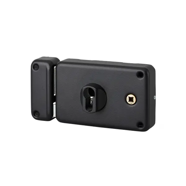 Boitier de serrure horizontale en applique double entrée pour porte d'entrée, gauche, axe 60mm, 140x88mm, noir - THIRARD