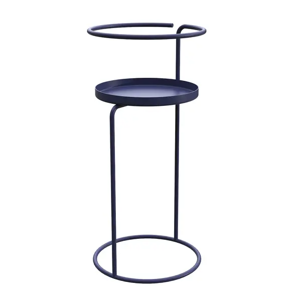 Sellette Cylindra bleu 55 cm - plateau Ø 23 cm - acier époxy - Louis Moulin