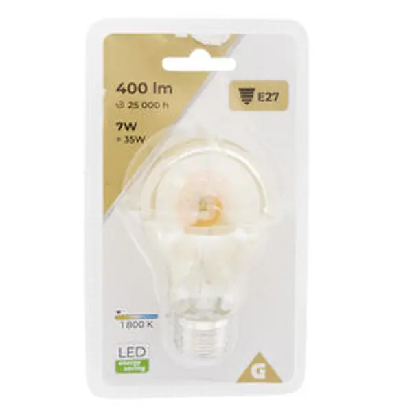 Ampoule déco ambrée blanc chaud E27 A60 7W 400lm