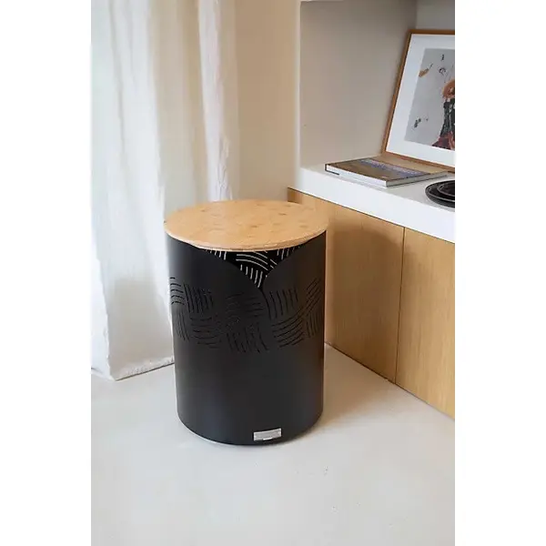 Coffre à granulés - Essentiel rond avec couvercle en bambou - Origine France - LE MARQUIER