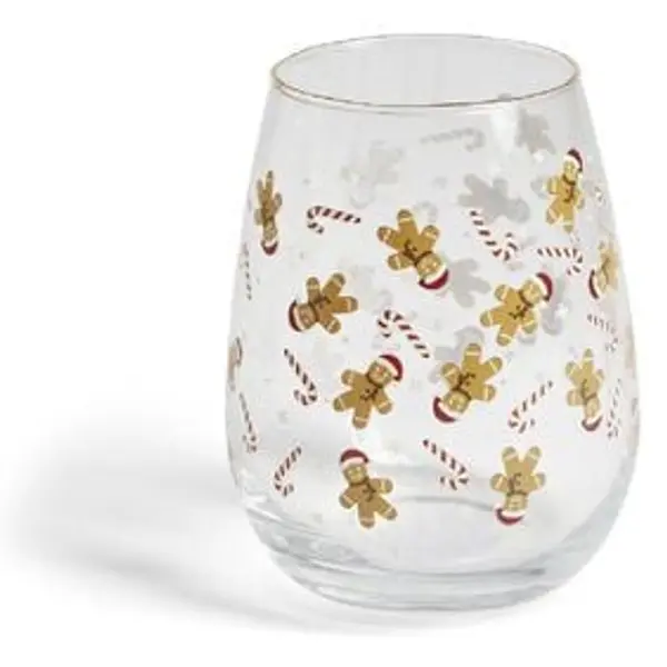 Verre transparent motif Noël doré 46cl (2 modèles)
