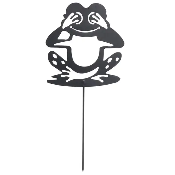 Animal déco à planter grenouille métal noir H37cm