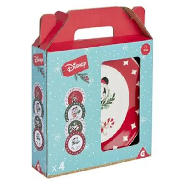 Lot de 4 assiettes dessert Disney Mickey porcelaine Ø19cm