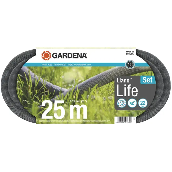 Kit tuyau Liano™Life 25m, Ø 13mm + pièces GARDENA System - léger et résistant - GARDENA