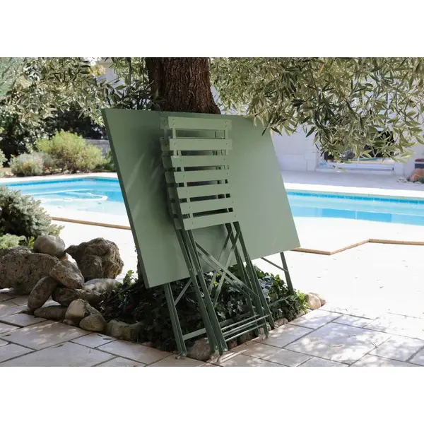 Lot de 2 Chaise Cuba pliantes Acier/Lattes - Amande - PROLOISIRS