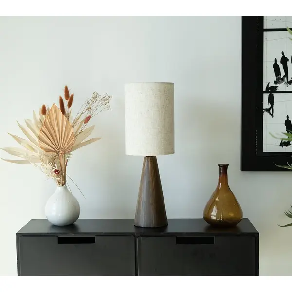 Lampe Louc, bois, ivoire, H.41 cm, E27 - LX FRANCE