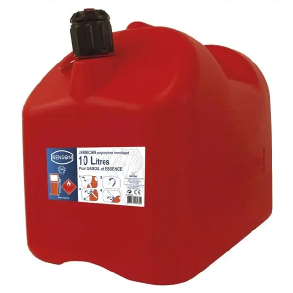 Jerrycan Plastique 10L Avec Bec Anti-Goutte Renson
