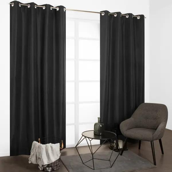 Rideau thermique, Chambray gris anthracite l.135 x H.240 cm - JBY CREATION