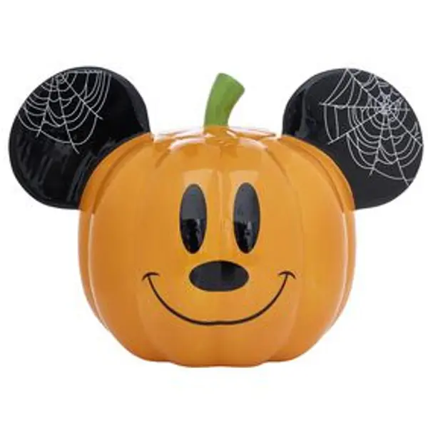 Bonbonnière Disney Mickey citrouille orange et noir 2 faces Ø14xH18cm