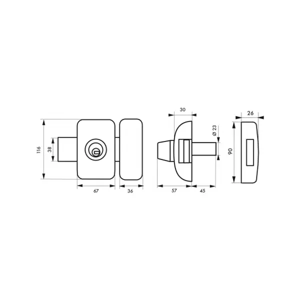 Verrou double entrée Universel pour porte d'entrée, cylindre 45mm, acier, 4 clés, epoxy bronze - THIRARD