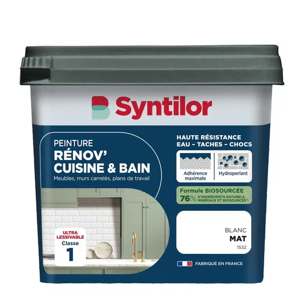 Peinture meuble blanc mat SYNTILOR Renov' cuisine et bain 0.75l - SYNTILOR