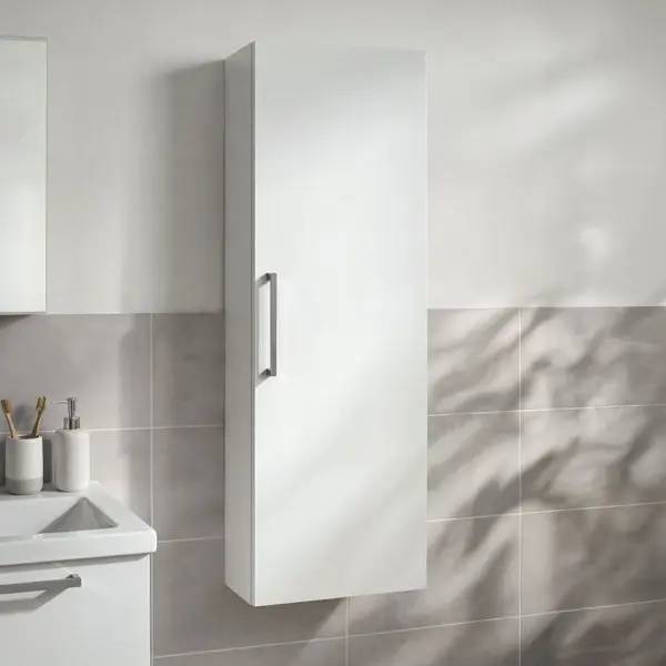 Colonne de rangement salle de bain blanc brillant IDALIE 120 x 40 x 15 cm