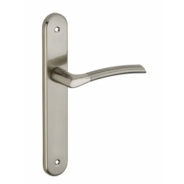 Ensemble de poignées pour porte intérieure Eris sans trou, carré 7mm, entr'axes 195mm, nickelé brossé - THIRARD