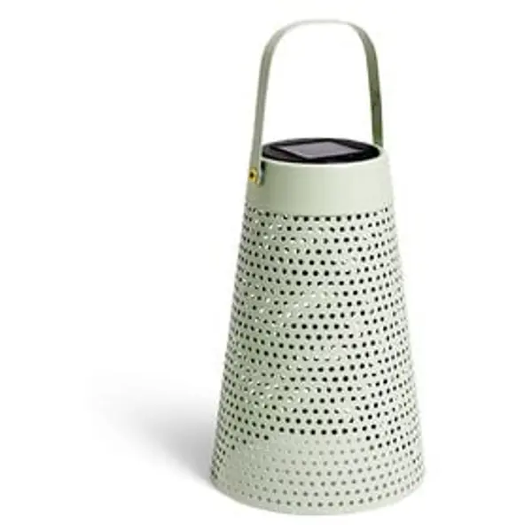 Lampe nomade solaire Faro métal perforé vert Ø12,8xH20cm
