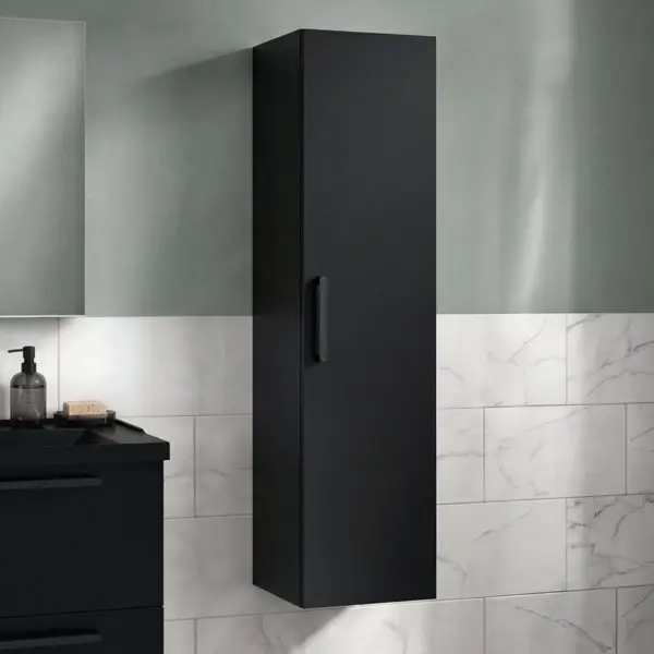 Colonne de rangement salle de bain noir mat IDALIE 120 x 30 x 36 cm