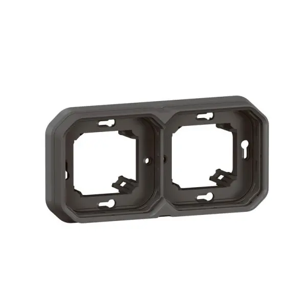 Support plaque encastré 2 postes montage horizontal/vertical Plexo anthracite - 069607L