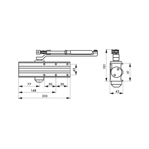 Ferme-porte automatique hydraulique Design force 3, bras coulissant, noir - THIRARD
