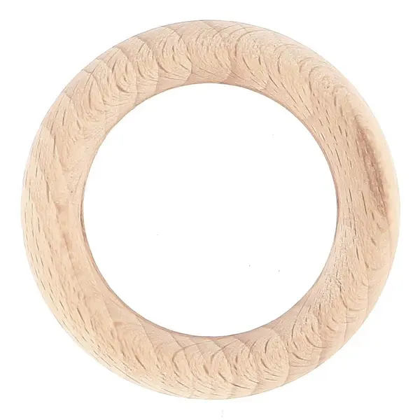 Lot de 10 anneaux bois Alma pour tringle D28 mm bois naturel mat brut - MOBOIS