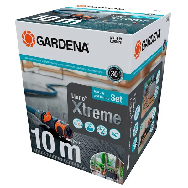 Kit tuyau Liano™Xtreme Indoor 10m Ø 13mm + adaptateur pour robinet d'intérieur - GARDENA