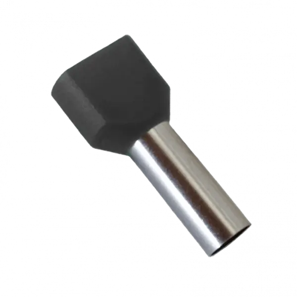 Embouts de câblage DOUBLE pour fil souple section 1,5mm² - Noir - Collerette isolante - Sachet de 100 pièces