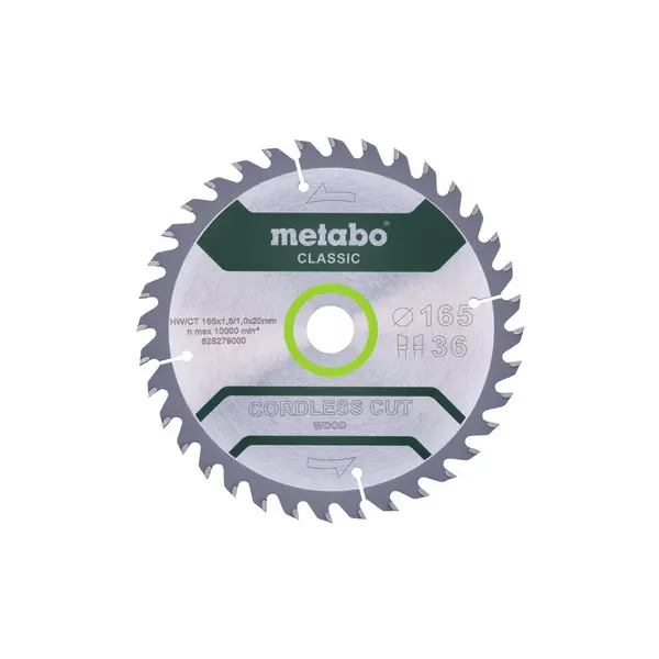 Lame Classic "Cordless Cut Wood" HW/CT 165x20, 36 WZ 15° pour scie circulaire - Metabo
