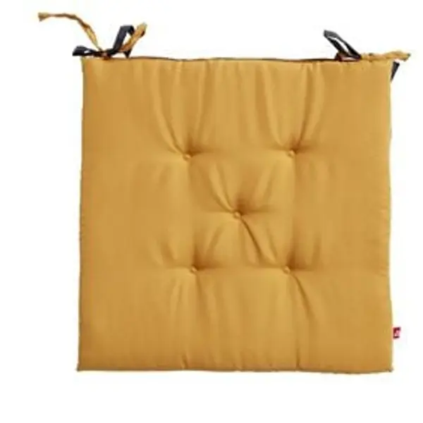 Galette de chaise de jardin polyester uni jaune biface gris - 40x40cm