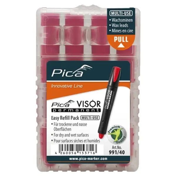 Craie Industrielle de recharge rouge pour Pica Visor Permanent Pica