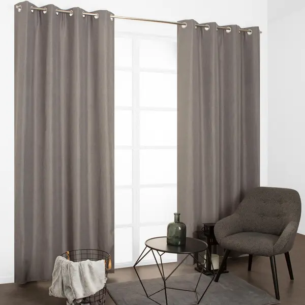 Rideau thermique, Chambray gris l.135 x H.240 cm - JBY CREATION
