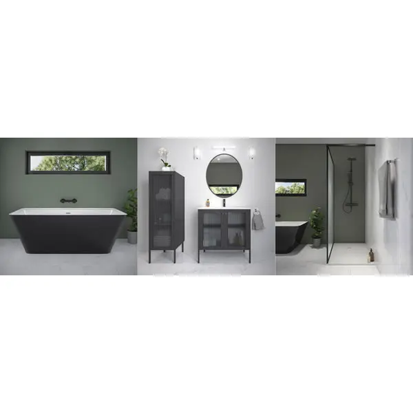 Baignoire semi-ilot noir mat 170 x 75 cm