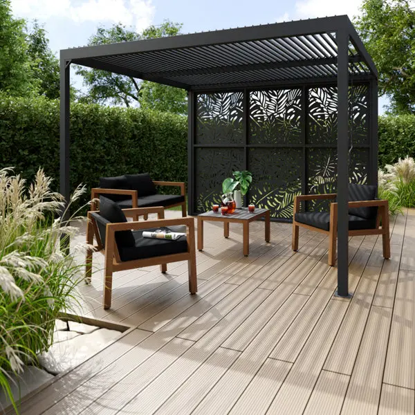 Pergola à lames orientables noire "Salixa" 3 X 3 mètres