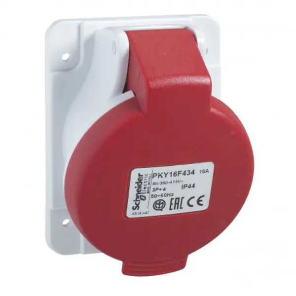 PKY16F434 Schneider PratiKa - socle de prise industrielle coudée 16 A - 3P+T - 380-415 V CA - IP44