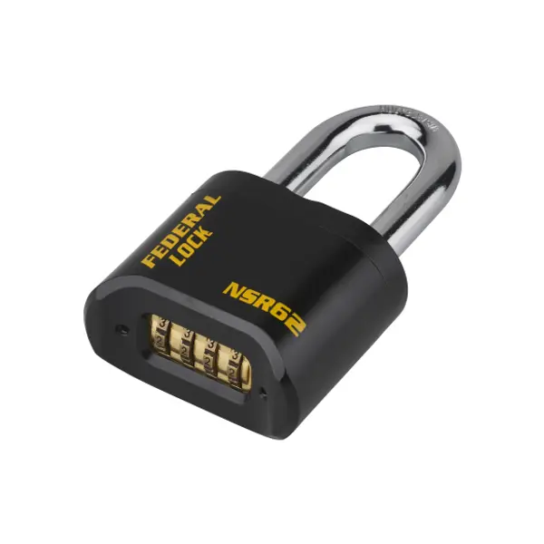 Cadenas à combinaison Fédéral Lock SRH, acier, 4 chiffres, chantier, anse acier, 62mm, noir - THIRARD