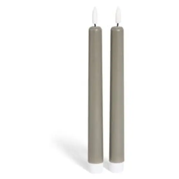 Bougie chandelle LED grise x2