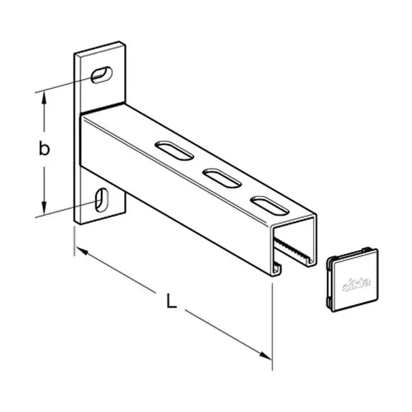 Console murale AK 41x41x2.0 perforée Lg 570mm Sikla