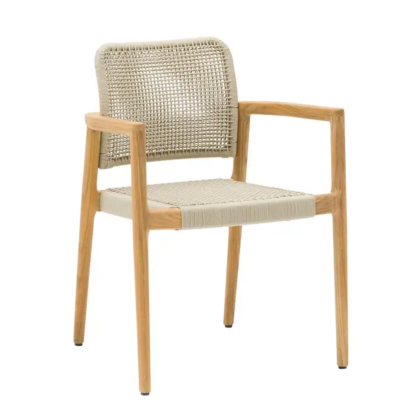 Fauteuil - ECRINS - Aluminium / Teck - Rope ronde - Teck - PROLOISIRS